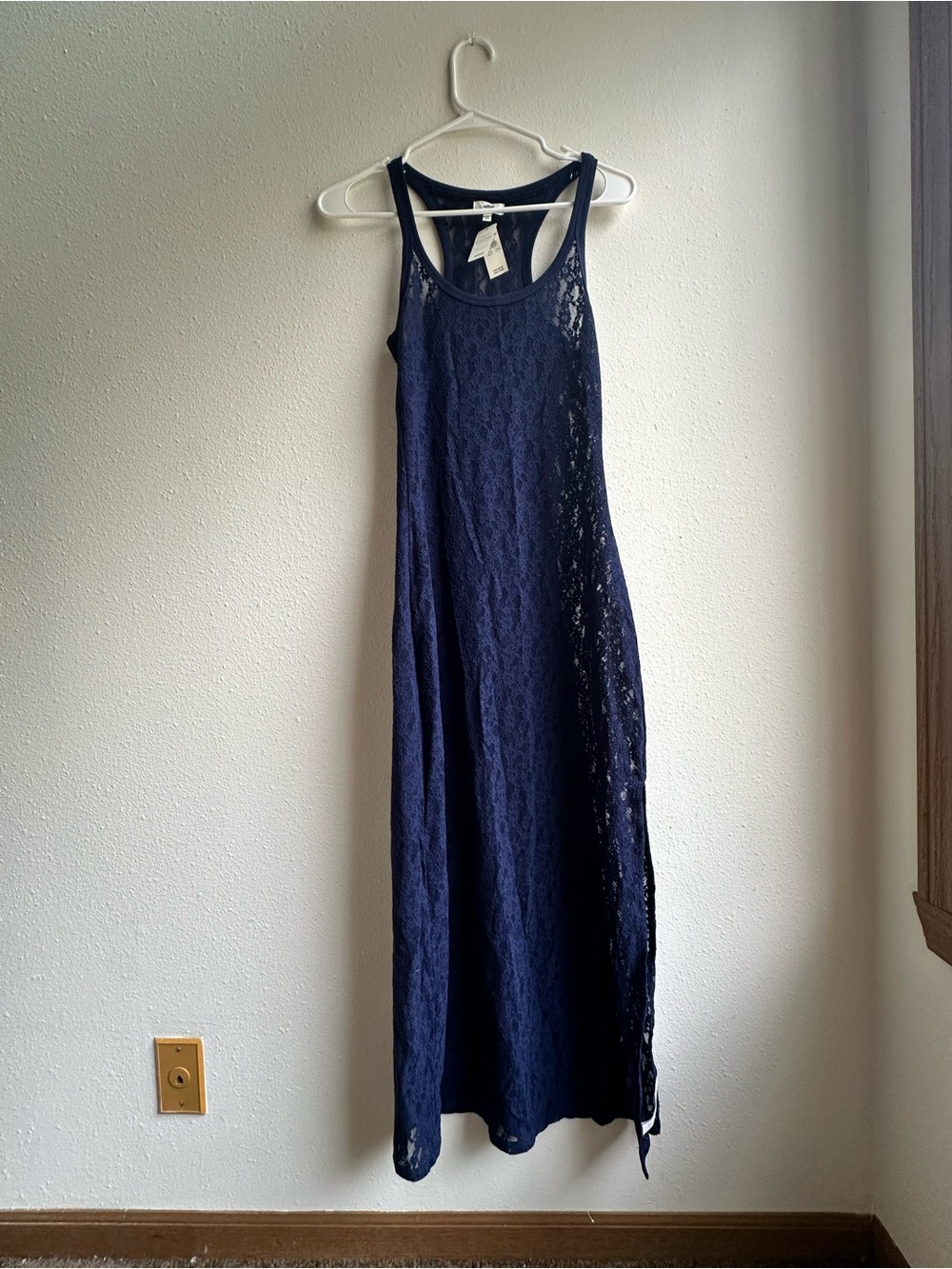 NWT Aerie Navy Blue Lace Maxi Dress & Mini Slip Set - Size Small